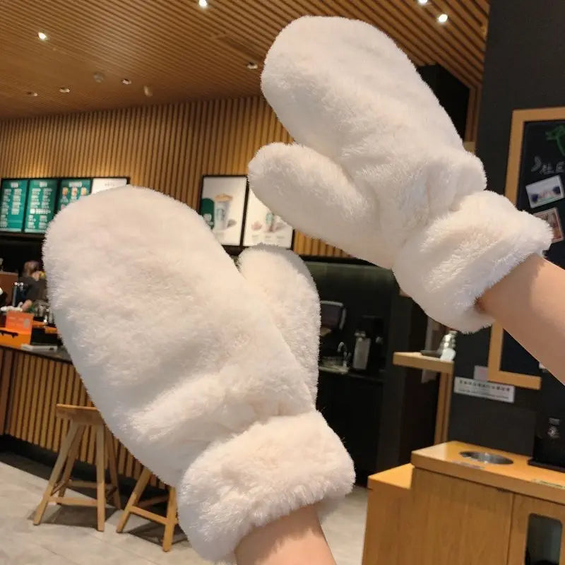 Manoplas de felpa suaves Guantes cálidos de invierno