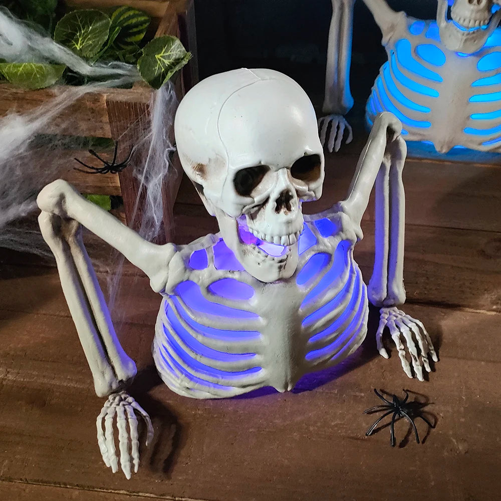 Cabeza de esqueleto luminosa para decoración de Halloween