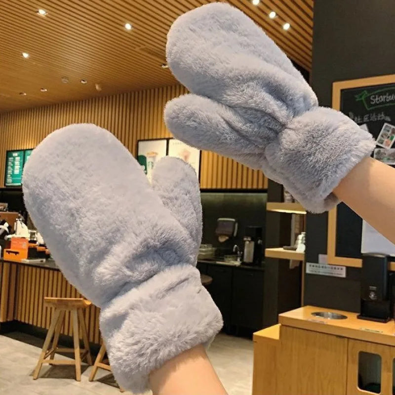 Manoplas de felpa suaves Guantes cálidos de invierno