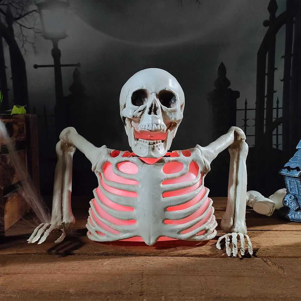 Cabeza de esqueleto luminosa para decoración de Halloween
