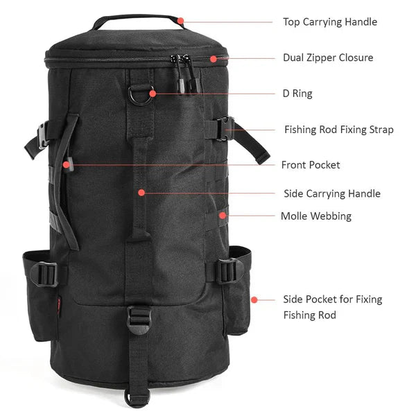 Fishing Tackle Backpack Tackle Box Organizer with Rod