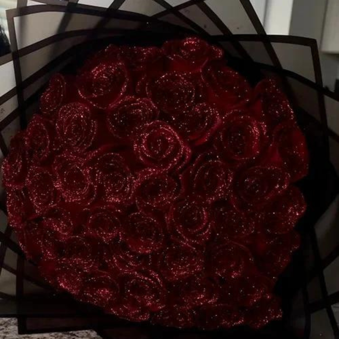 Decoración de regalo Rosa con purpurina