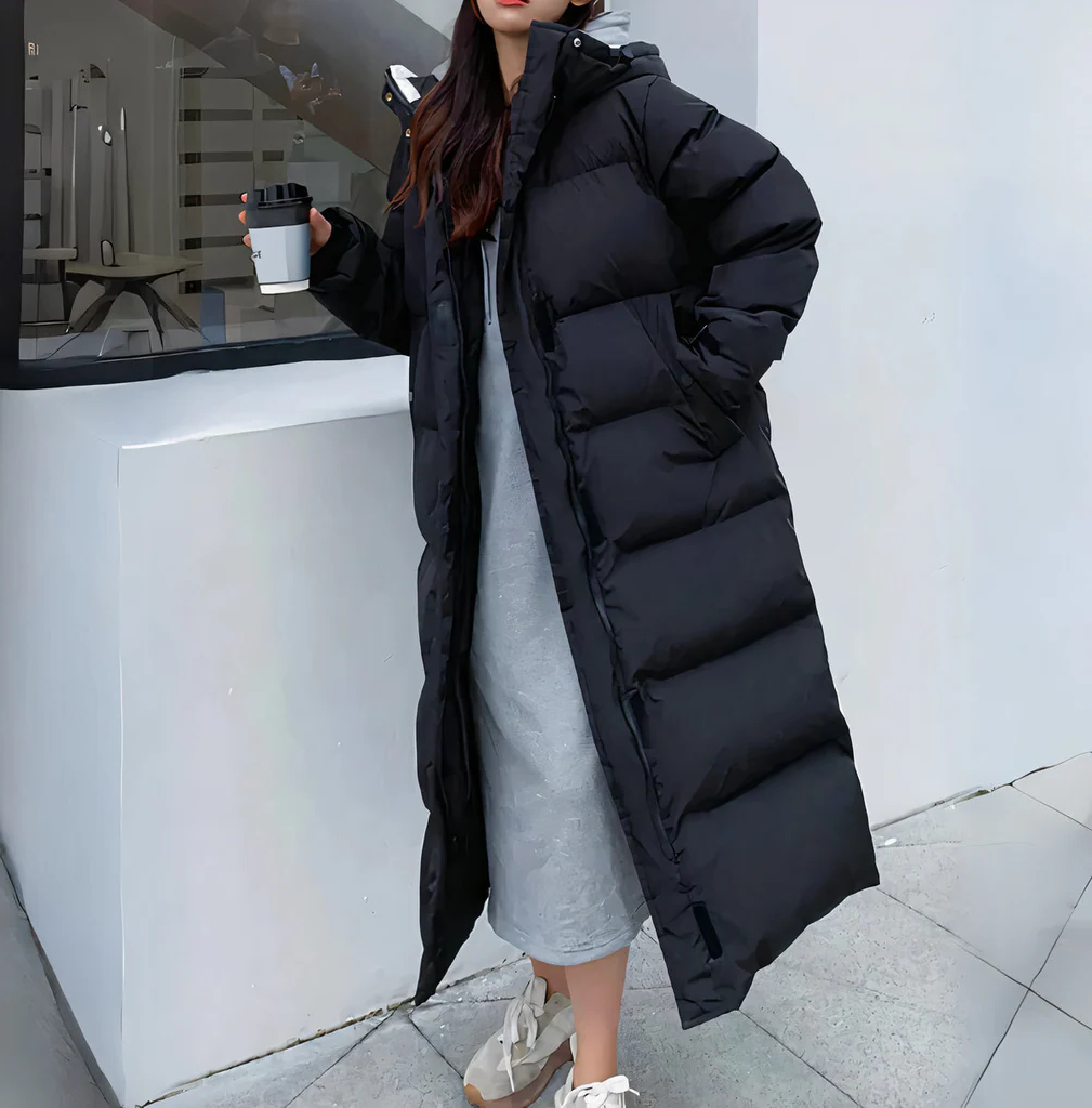 Chaqueta larga elegante y cortavientos