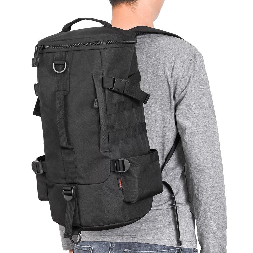 Mochila para aparejos de pesca con organizador de cajas de aparejos y caña