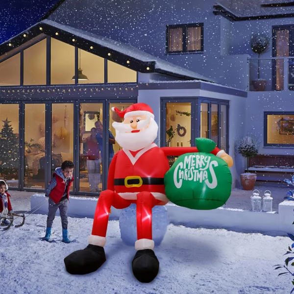 Inflable gigante de Papá Noel de 8 pies con LED escalador – Decoración navideña exterior de primera calidad