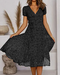 Vestido de chifón con estampado floral y cuello de pico